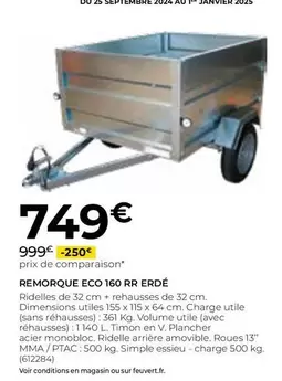 Erde - Remorque Eco 160 RR 