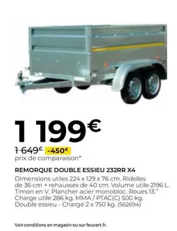 Remorque Double Essieu 232rr X4