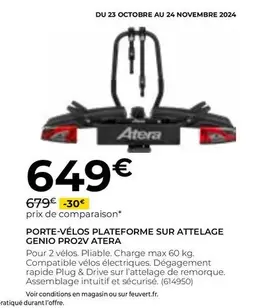 Atera Genio Pro2V - Porte-Vélos Plateforme sur Attelage avec Promotion et Caractéristiques Innovantes