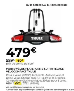 Thule Velocompact : Porte-Vélos Plateforme Sur Attelage - Compact, Pratique et Idéal pour Vos Aventures à Vélo