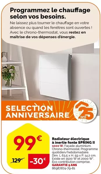 Radiateur Électrique À Inertie Forte Spring II - Profitez de notre promo sur ce produit performant