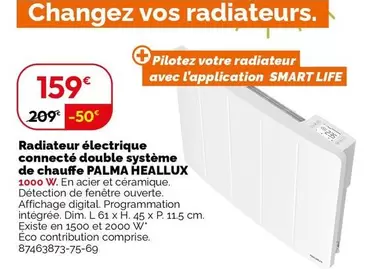 Radiateur Électrique Connecté Palma Heallux - Double Système de Chauffe, Performance et Confort à Prix Promo