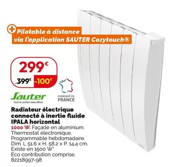 Radiateur Électrique Connecté À Inertie Fluide Ipala Horizontal - Efficacité et Confort au Quotidien