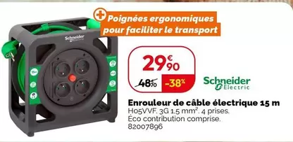 Schneider Électric Enrouleur de Câble Électrique 15 M - Pratique et Efficace