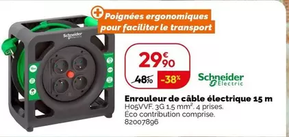 Schneider Électric - Enrouleur de Câble Électrique 15 M avec Promo et Caractéristiques Incluses