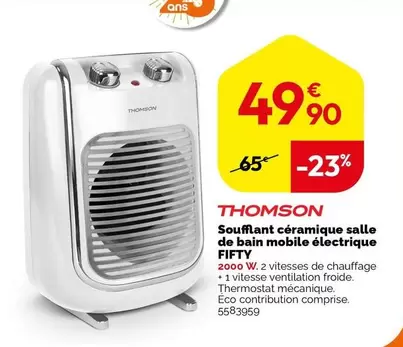 Thomson Souffant Céramique Salle De Bain Mobile Électrique Fifty - Chauffage performant et design moderne