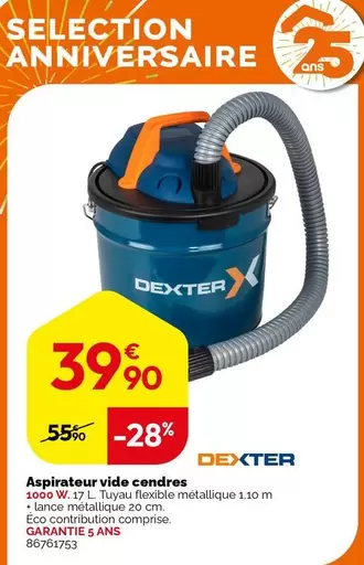 Dexter - Aspirateur Vide Cendres