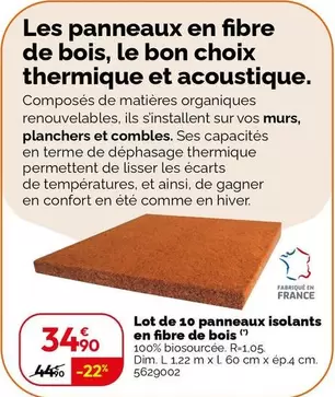 Lot De 10 Panneaux Isolants En Fibre De Bois