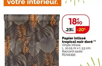 Papier Intissé Tropical Noir Doré