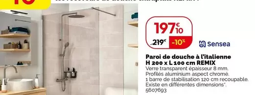 Sensea - Paroi de douche Litulaienne H 200 x L 1100 en Remix - Promo exceptionnelle !