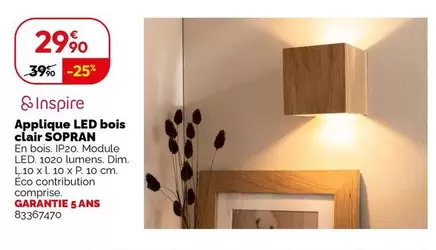 Dim - Applique Led Bois Clair