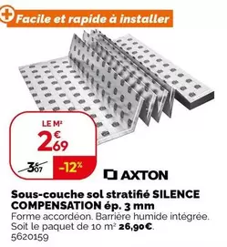 Axton - Sous-couche Sol Stratifié Silence 3 mm - Promotion Épaisseur Idéale pour Confort et Isolation