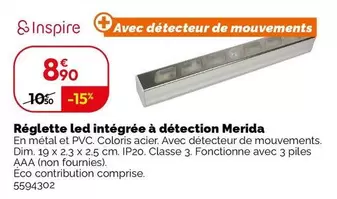 Inspire - Réglette LED avec Détection Merida : Éclairage intelligent et économique pour votre espace