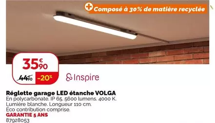 Inspire - Reglette Garage Led Étanche Volga