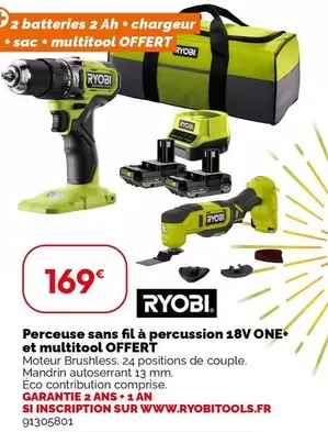 Ryobi - Perceuse Sans Fil À Percussion 18V One+ avec Multitool Offert - Puissante et Pratique