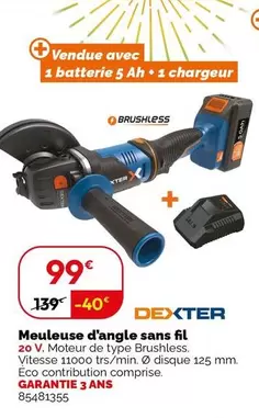 Dexter - Meuleuse D'angle Sans Fil offre à 99€ sur Weldom