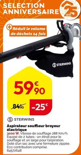 Sterwins - Aspirateur Souffleur Broyeur Électrique : Performance optimale pour un jardin impeccable