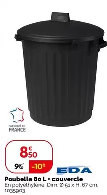 Eda - Poubelle 80 L + Couvercle