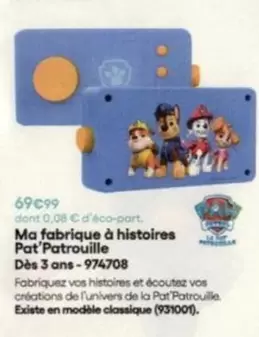 Ma Fabrique À Histoires Pat'Patrouille offre à 69,99€ sur King Jouet