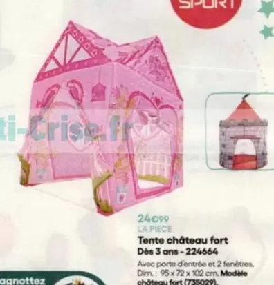 Sun & Sport - Tente Château Fort offre à 24,99€ sur King Jouet