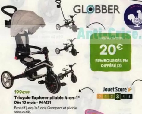 Globber - Tricycle Explorer Pliable 4 On 1  offre à 199,99€ sur King Jouet