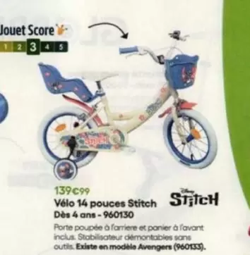 Vélo 14 Pouces Stitch offre à 139,99€ sur King Jouet