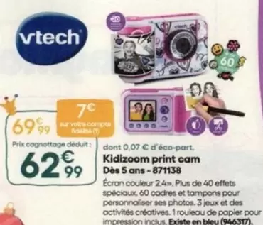 Vtech - Kidizoom Print Cam   offre à 62,99€ sur King Jouet