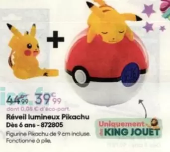 Réveil Lumineux Pikachu offre à 39,99€ sur King Jouet