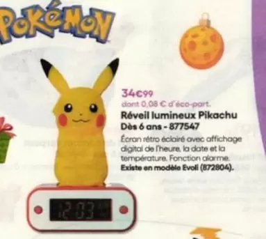 Réveil Lumineux Pikachu  offre à 34,99€ sur King Jouet