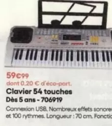 Clavier 54 Touches offre à 59,99€ sur King Jouet