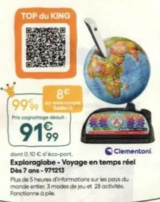 Clementoni - Exploraglobe Voyage En Temps Reel offre à 91,99€ sur King Jouet