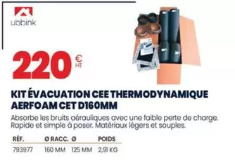 Uebrink - Kit Evacuation Cee Thermodynamique Aerfoam Cet D160mm offre à 220€ sur Au Forum du Bâtiment