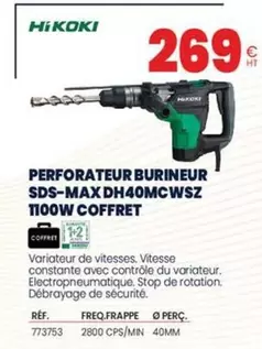 Hikoki - Perforateur Burineur Sds Max DH40MCWSZ Coffret offre à 269€ sur Au Forum du Bâtiment