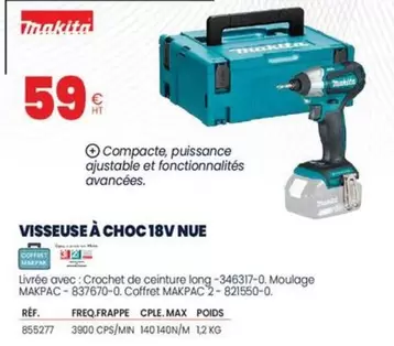 Makita - Visseuse A Choc 18v Nue offre à 59€ sur Au Forum du Bâtiment