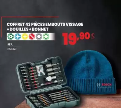 Bosch - Coffret 43 Pièces Embouts Vissage + Douilles + Bonnet offre à 19,9€ sur Au Forum du Bâtiment