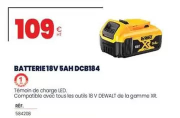 DeWalt - Batterie 18V 5AH DCB184 offre à 109€ sur Au Forum du Bâtiment