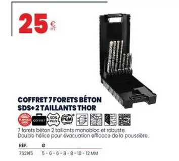 Coffret 7 Forets Béton Sds+2 Taillants Thor offre à 25€ sur Au Forum du Bâtiment