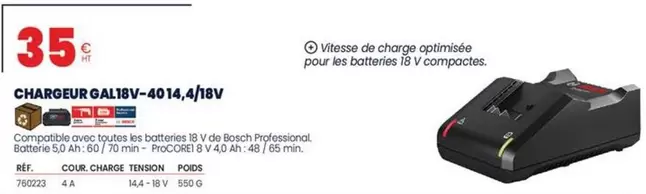 Bosch - Chargeur Q418V 40144/18V offre à 35€ sur Au Forum du Bâtiment