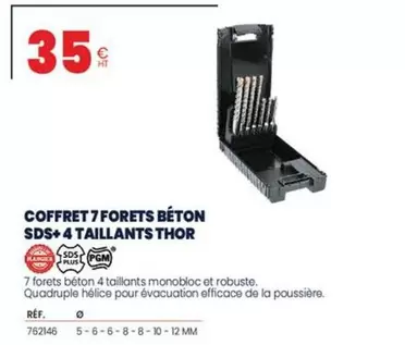 Coffret 7 Forets Béton Sds+4 Taillants Thor offre à 35€ sur Au Forum du Bâtiment