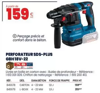 Bosch - Perforateur SDS-PLUS GBH 18V-22 offre à 159€ sur Au Forum du Bâtiment