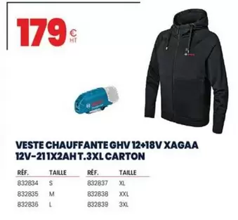 Bosch - Veste Chauffante GHV 12+18V XAGAA 12V-211X2AHT.3Xl Carton offre à 179€ sur Au Forum du Bâtiment