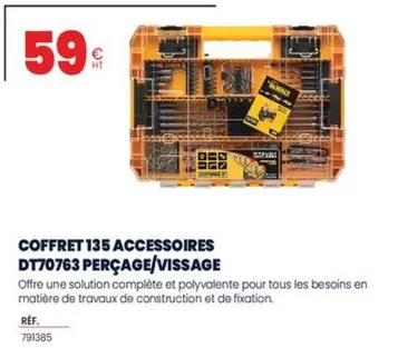 DeWalt - Coffret 135 Accessoires DT70763 Percage/vissage offre à 59€ sur Au Forum du Bâtiment