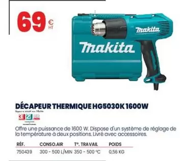 Makita - Décapeur Thermique HG5030K 1600W offre à 69€ sur Au Forum du Bâtiment