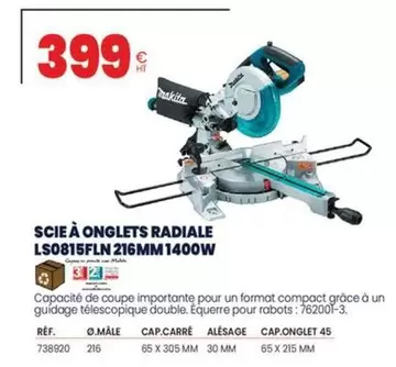 Makita - Scie À Onglets Radiale LS0815FLN  offre à 399€ sur Au Forum du Bâtiment