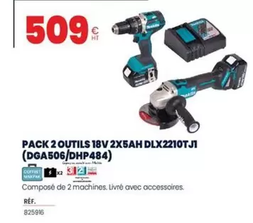 Makita - Pack 2 Outils 18V 2X5AH DLX2210TJ1 offre à 509€ sur Au Forum du Bâtiment