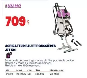 Sidamo - Aspirateur Eau Et Poussières Jet 60 L offre à 709€ sur Au Forum du Bâtiment