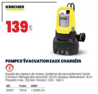 Kärcher - Pompe D'Évacuation Eaux Chargées offre à 139€ sur Au Forum du Bâtiment