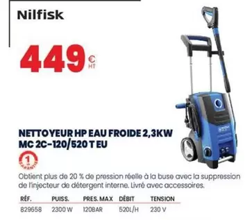 Nilfisk - Nettoyeur Hp Eau Froide 2,3KW MC 2C-120/520 T EU offre à 449€ sur Au Forum du Bâtiment