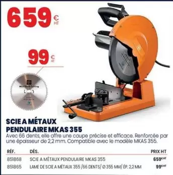 Fein - Scie A Métaux Pendulaire MKAS 355 offre à 659€ sur Au Forum du Bâtiment