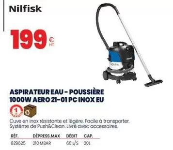 Nilfisk - Aspirateur Eau-Poussière 1000W Aero 21-01 PC Inox Eu offre à 199€ sur Au Forum du Bâtiment